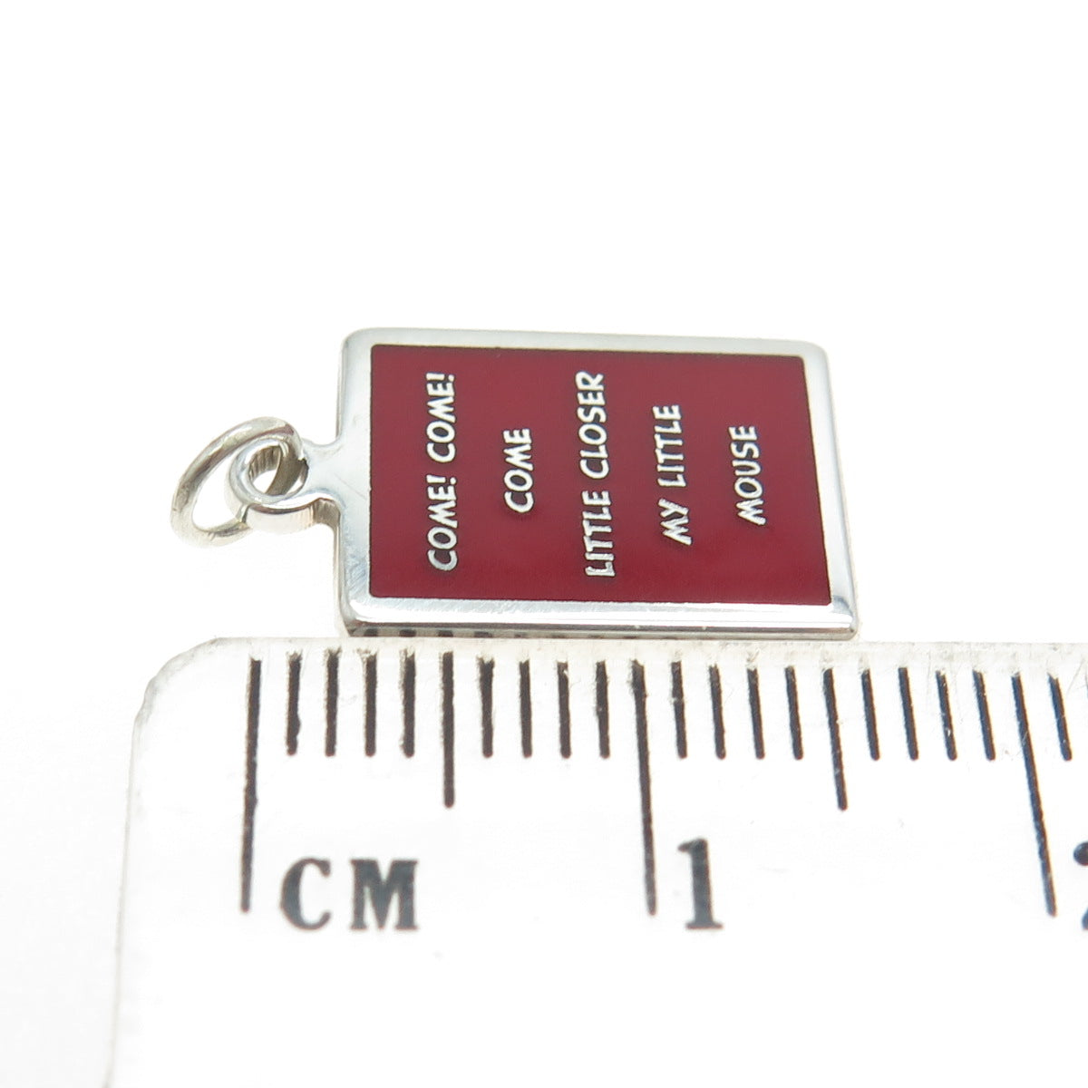 925 Sterling Silver Enamel "Come Little Closer My Little Mouse" Charm Pendant