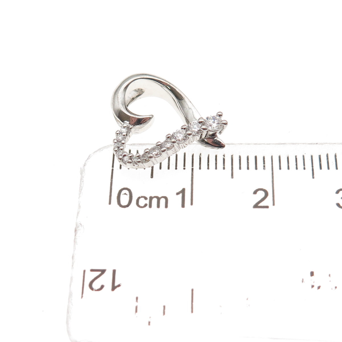 Sai 925 Sterling Silver Graduated Round-Cut C Z Heart Mini Slide Charm Pendant