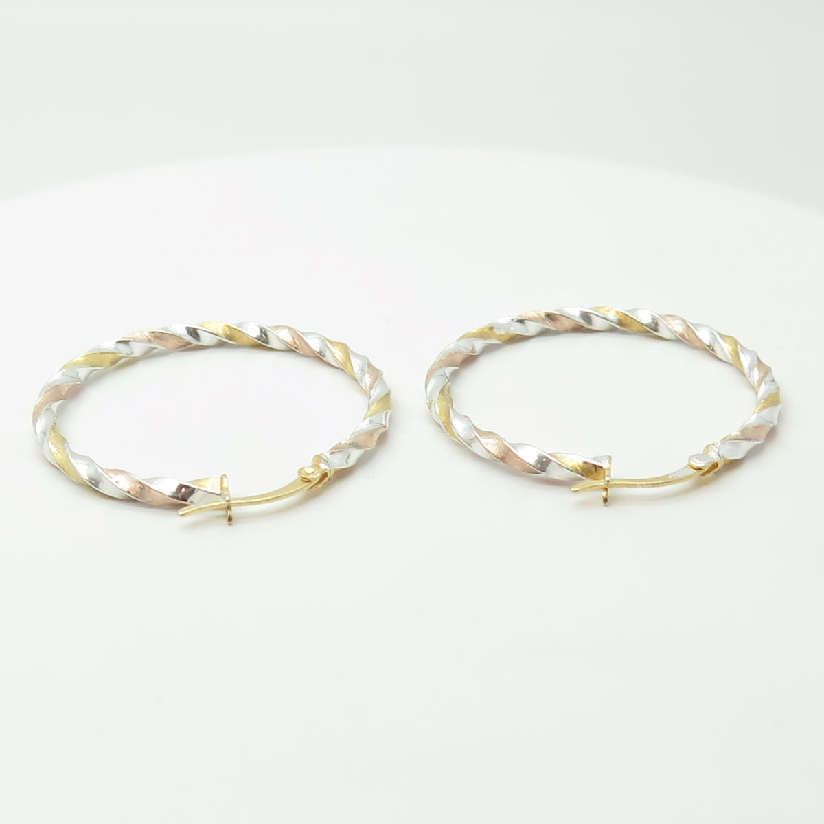 HAN 925 Sterling Silver 2-Tone Twisted Hoop Earrings