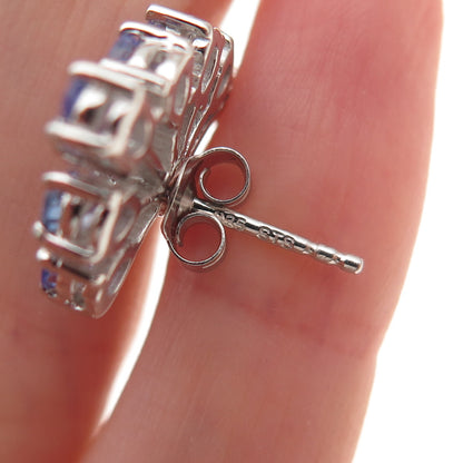 Chuck Clemency 925 Sterling Silver Real Pear-Cut Tanzanite Firework Earrings