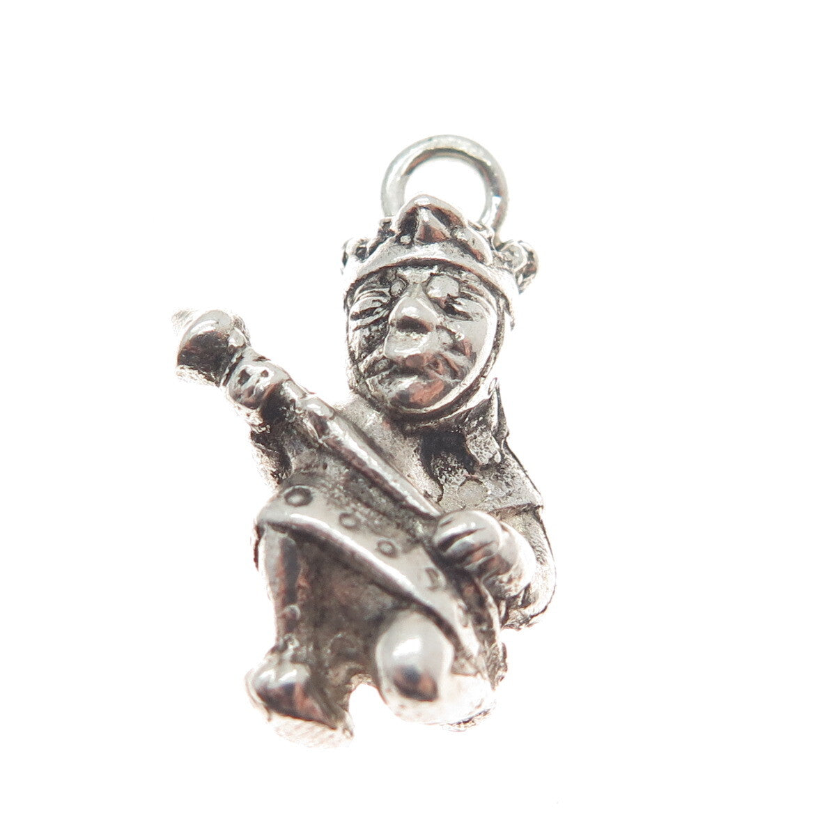 925 Sterling Silver Vintage Kneeling King Minimalist Oxidized Charm Pendant