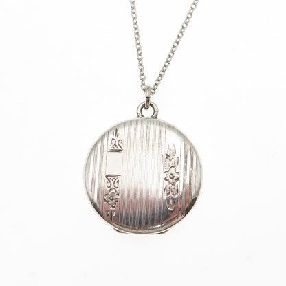 Binder Bros Sterling Silver Antique Art Deco Locket Pendant Chain Necklace 20"