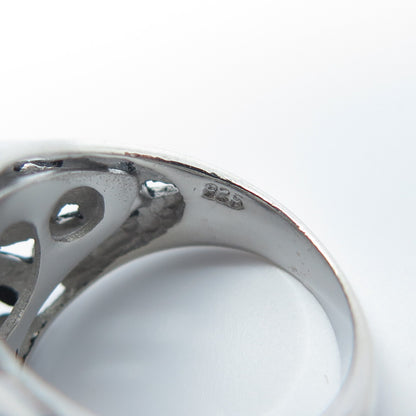 925 Sterling Silver Princess-Cut Shaped C Z Modernist Ring Size 5.75