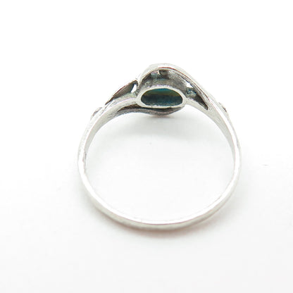 925 Sterling Silver Vintage Real Bisbee Turquoise Oxidized Ring Size 5