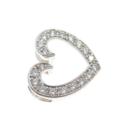 ROSS SIMONS 925 Sterling Silver Round-Cut Shaped C Z Open Heart Slide Pendant