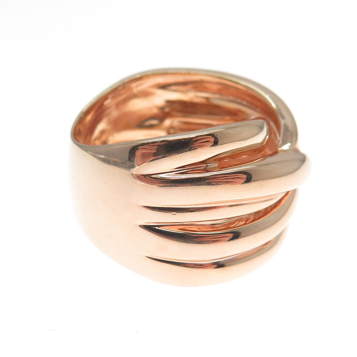 ROSS SIMONS 925 Sterling Silver Rose Gold Plated Interlocked Ring Size 6