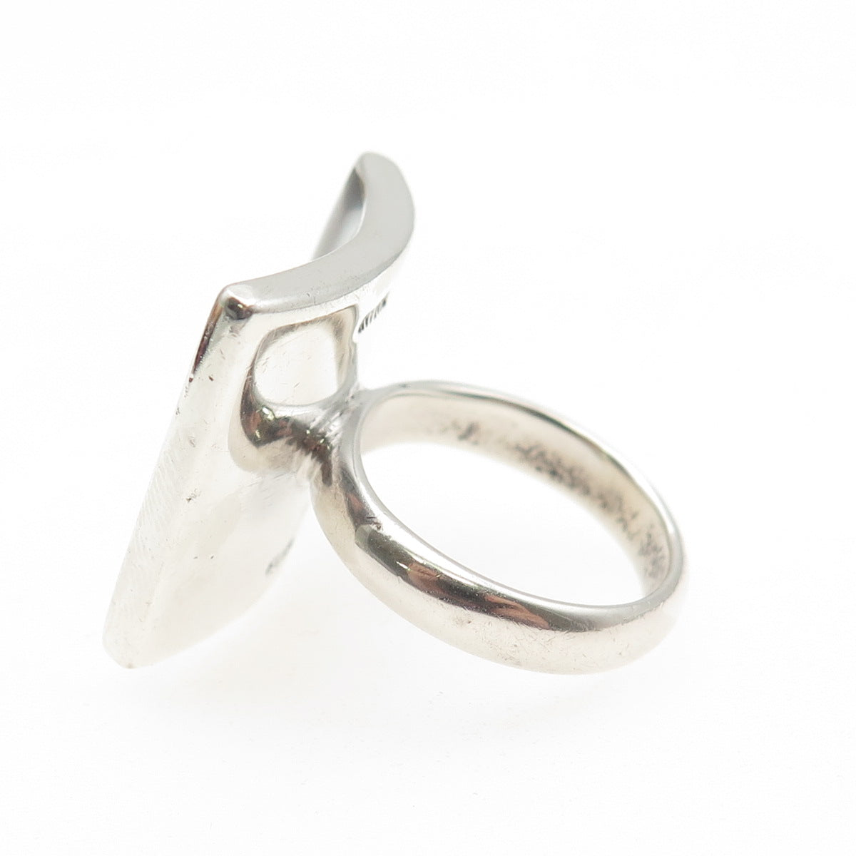 SX Sally C 925 Sterling Silver Vintage Real Abalone Shell Modernist Ring Size 7