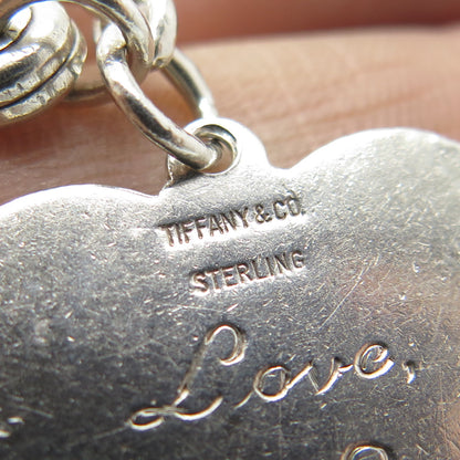 TIFFANY & CO. Sterling Silver Antique Art Deco Engraved Heart Tag Key Chain Fob