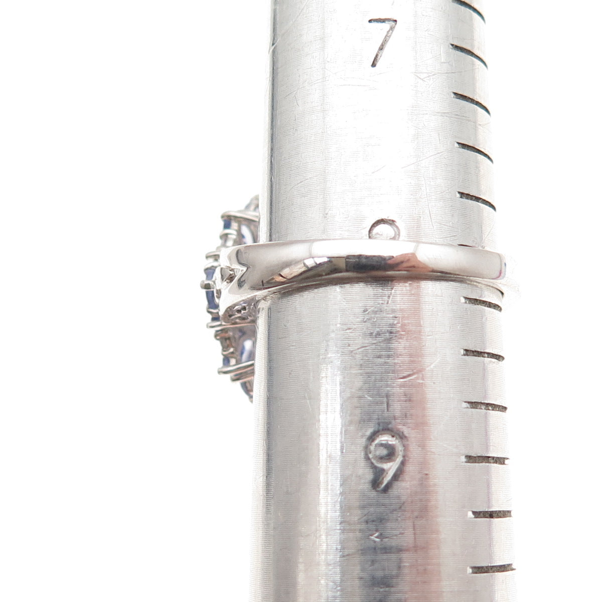 Chuck Clemency 925 Sterling Silver Real Tanzanite & White Topaz Ring Size 8.25