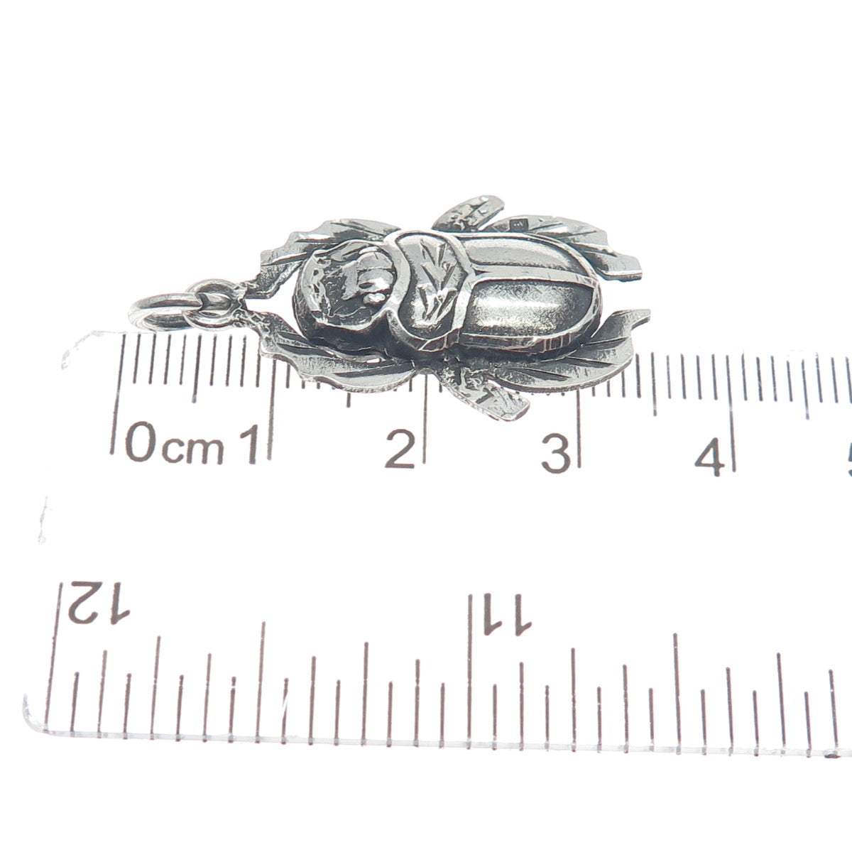 800 Silver Vintage Egypt Scarab Double Sided Oxidized Pendant
