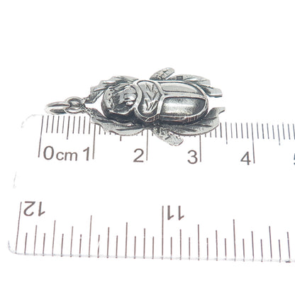800 Silver Vintage Egypt Scarab Double Sided Oxidized Pendant
