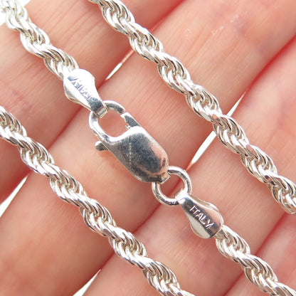 925 Sterling Silver Vintage Italy Twisted Rope Chain Necklace 18"