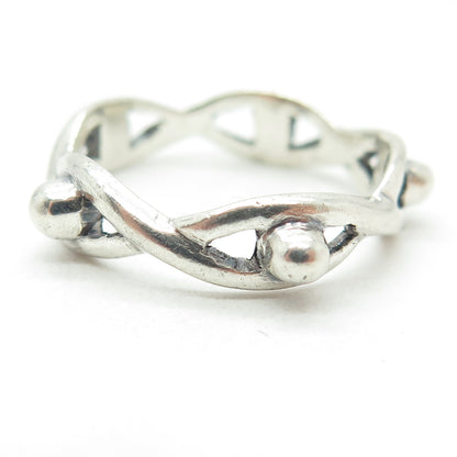 925 Sterling Silver Vintage Beaded Infinity Band Ring Size 9