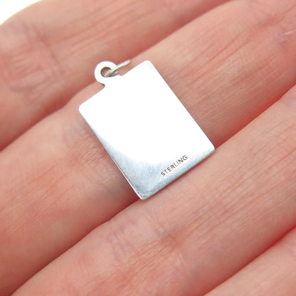 925 Sterling Silver Red Enamel Said He Can't Minimalist Charm Pendant