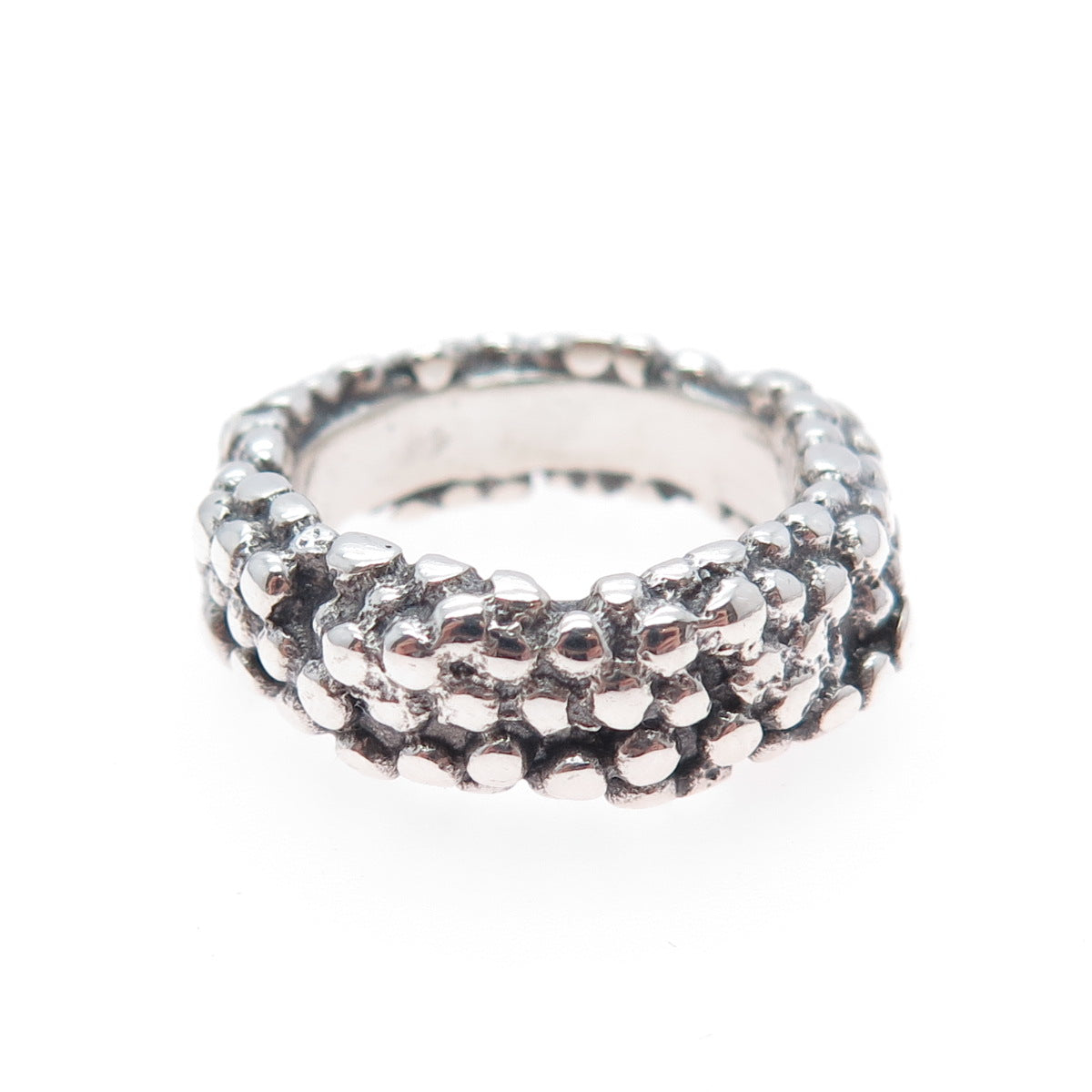 GOLDMAN KOLBER Sterling Silver Vintage Granulated Oxidized Band Ring Size 6.5