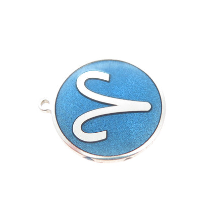 TOKEMOTI 925 Sterling Silver Blue Enamel Aries Zodiac Minimalist Charm Pendant