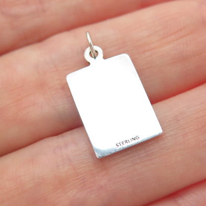 925 Sterling Silver Red Enamel Love, Day! Minimalist Charm Pendant