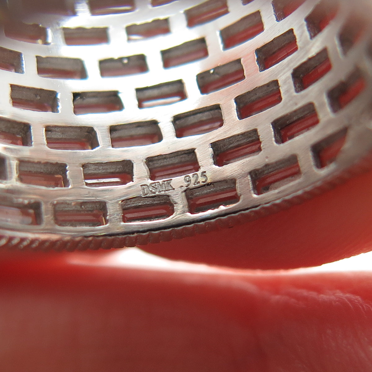 DSMK 925 Sterling Silver Baguette-Cut C Z Wide Band Ring Size 6.75