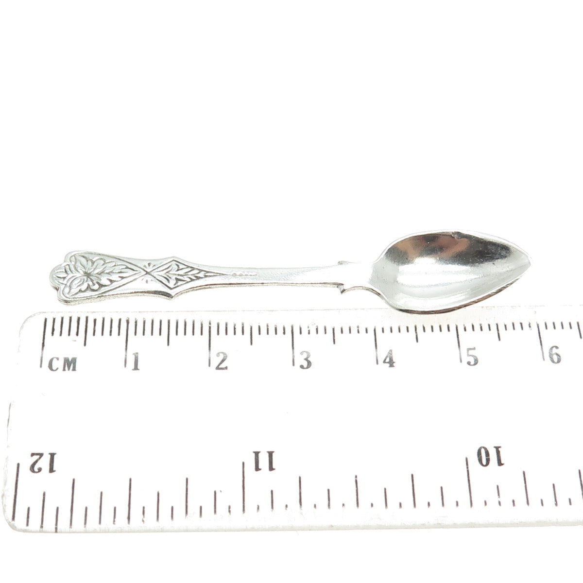 925 Sterling Silver Antique Art Deco Engraved Salt & Spices Spoon