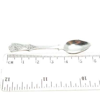 925 Sterling Silver Antique Art Deco Engraved Salt & Spices Spoon