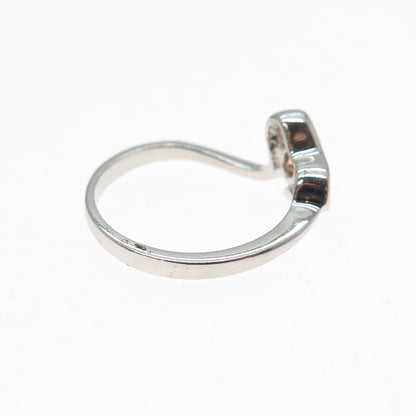 925 Sterling Silver Round-Cut Champagne C Z Modernist Heart Ring Size 8