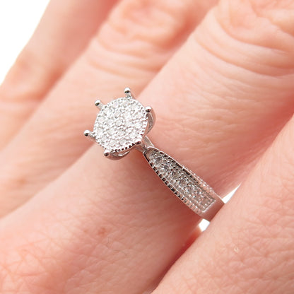 925 Sterling Silver Round-Cut C Z Engagement Ring Size 6.75