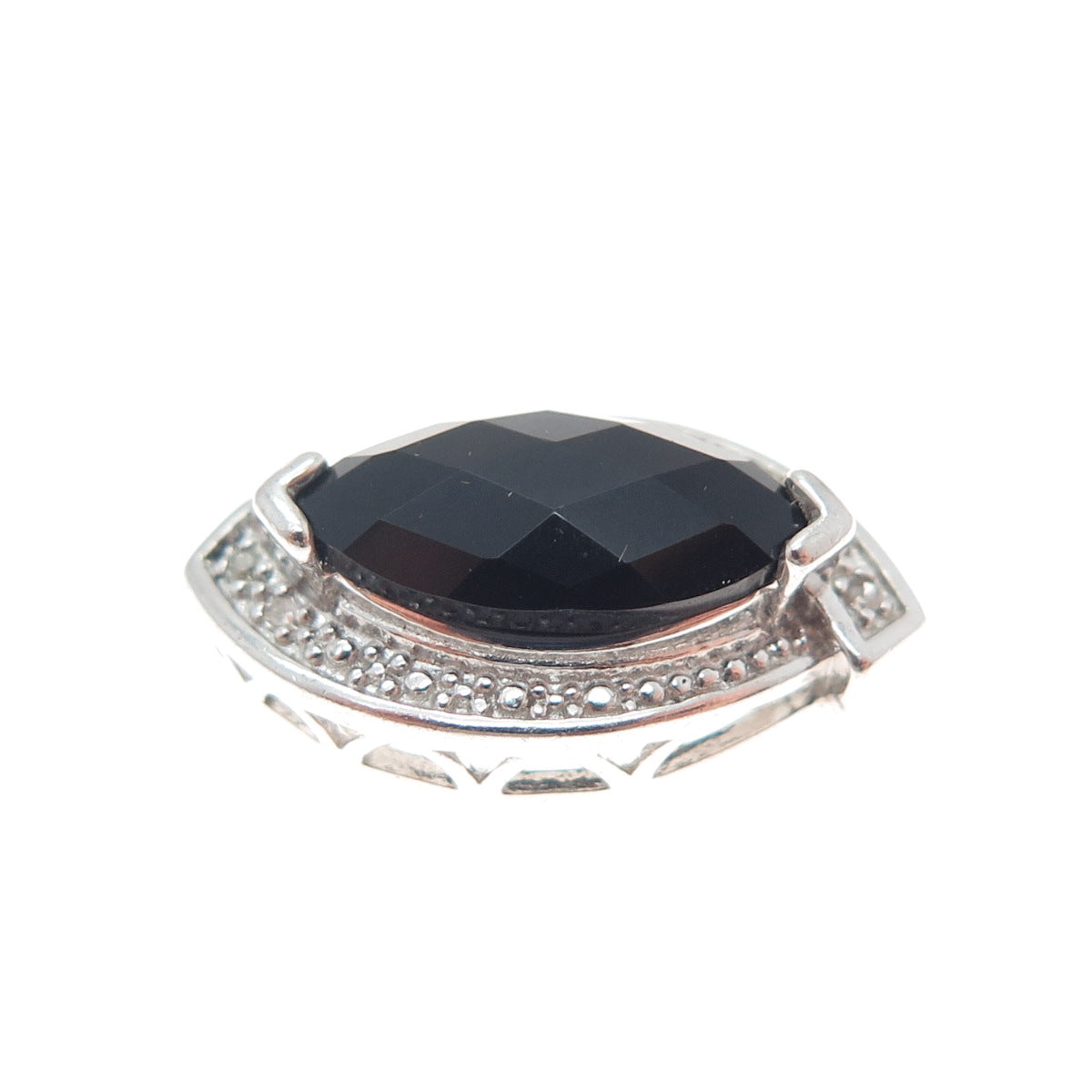 NEVADA 925 Sterling Silver Real Diamond & Black Spinel Minimalist Slide Pendant