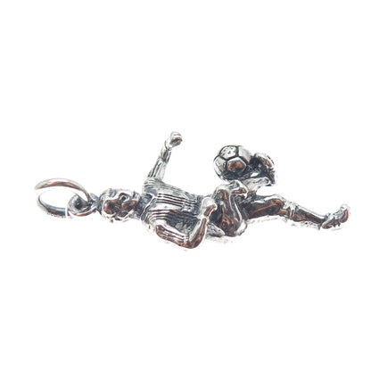 925 Sterling Silver Vintage Mexico Soccer Player Oxidized Charm Pendant