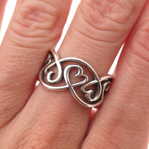 Tiffany & Co. Paloma Picasso Sterling Silver Vintage Loving Heart Ring Size 7.25