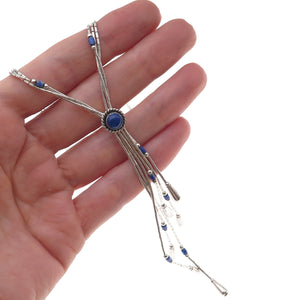 Carolyn Pollack Old Pawn 925 Sterling Vintage Lapis Liquid Chain Necklace 18-20"