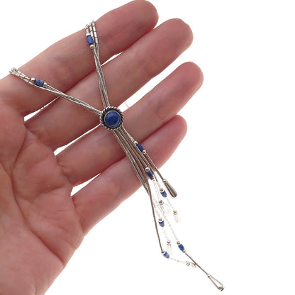 Carolyn Pollack Old Pawn 925 Sterling Vintage Lapis Liquid Chain Necklace 18-20"
