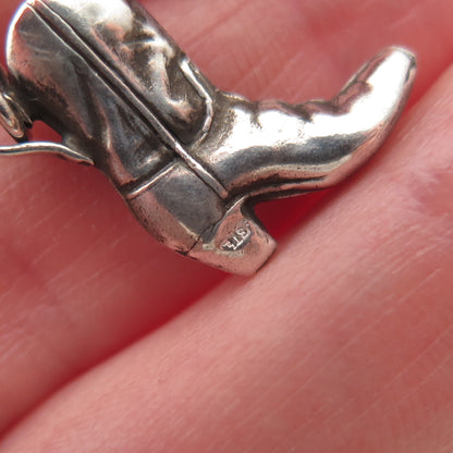 925 Sterling Silver Vintage Butterfly Cowboy Shoe Oxidized Mini Charm Pendant
