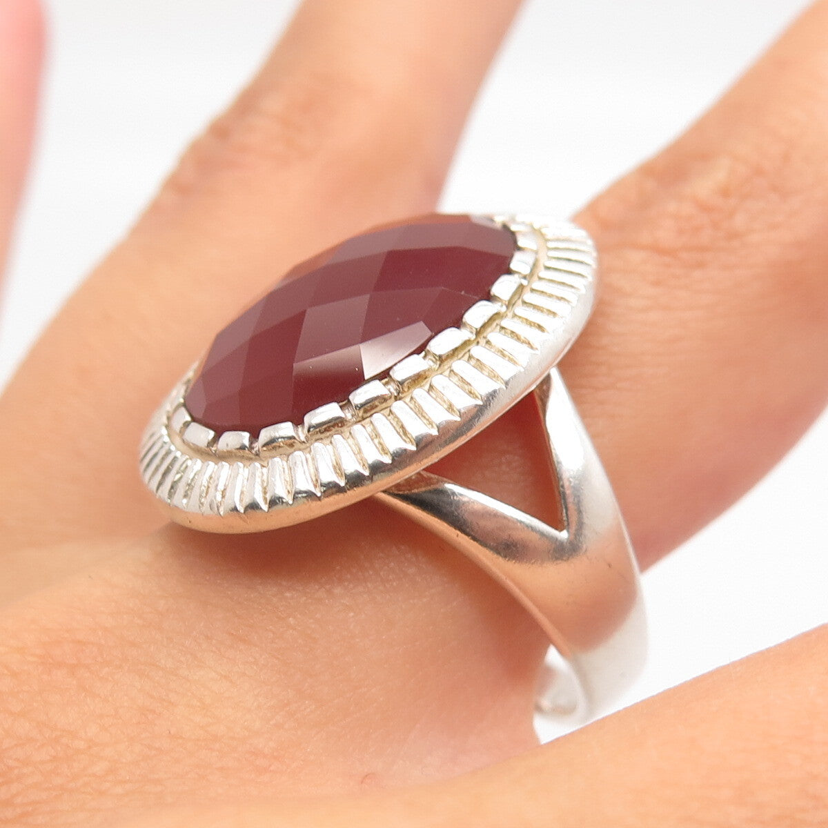 925 Sterling Silver Vintage Whitney Kelly Real Carnelian Gemstone Ring Size 9.25