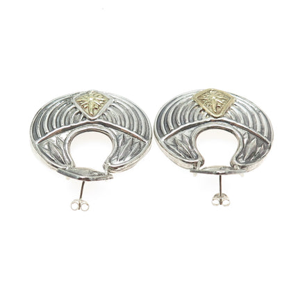 ALUNNO STENDARDI 925 Sterling Silver 2-Tone Vintage Italy Modernist Earrings