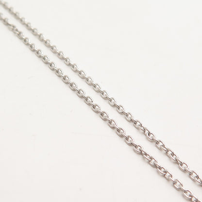 925 Sterling Silver Italy C Z Double Heart Pendant Rolo Chain Necklace 14"