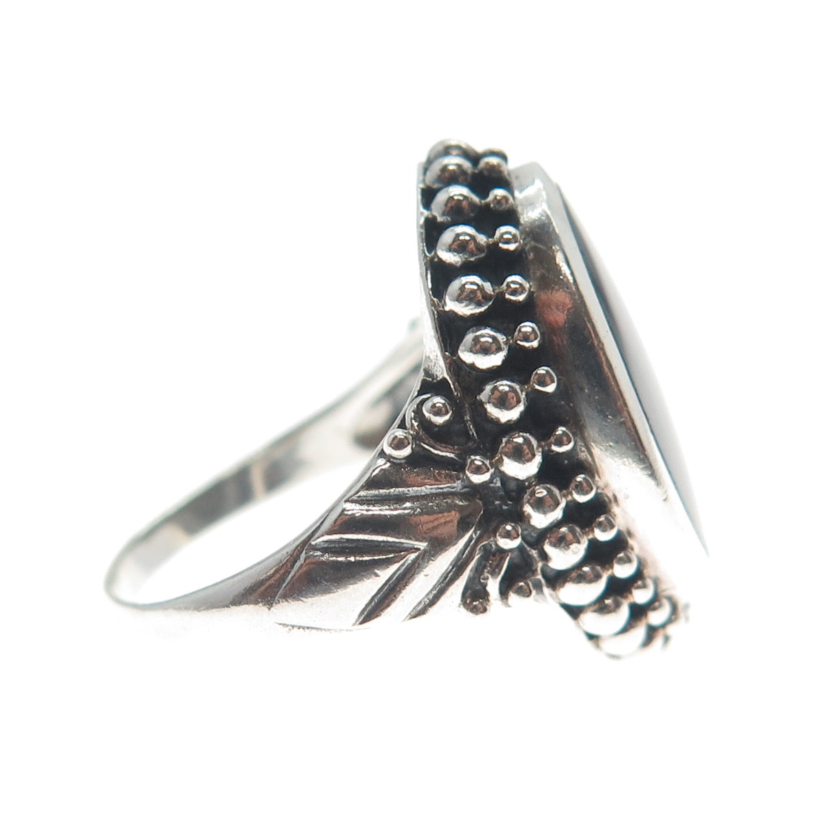 MARK WASSERMAN SAMARA 925 Sterling Silver Vintage Real Black Onyx Ring Size 7.25
