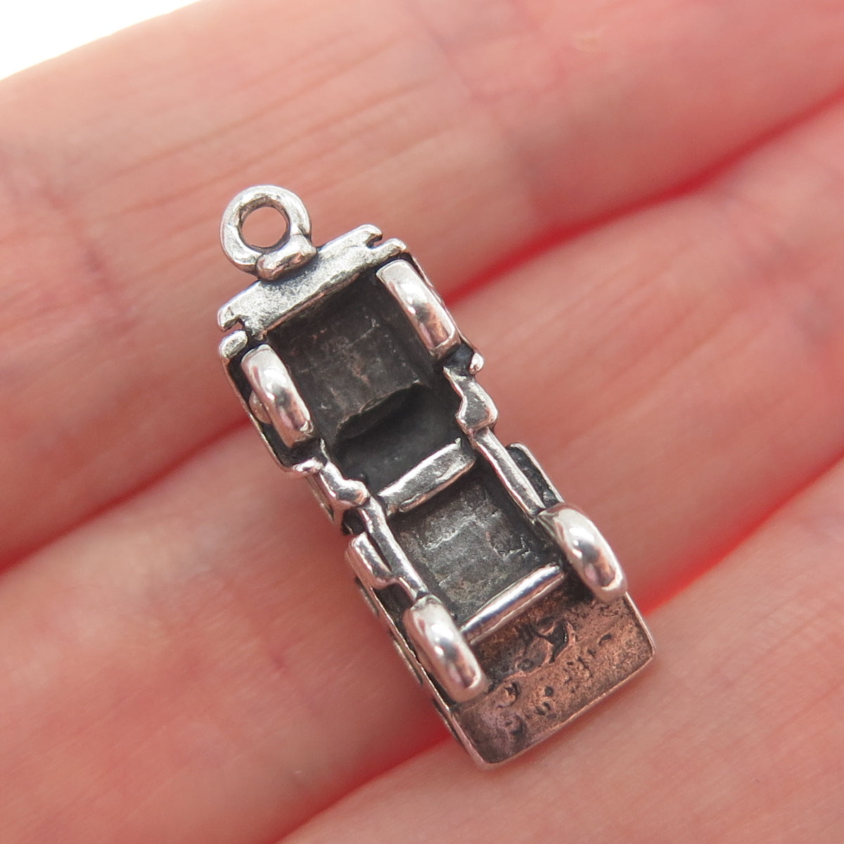 SUNWEST 925 Sterling Silver Vintage Dump Truck Minimalist 3D Charm Pendant