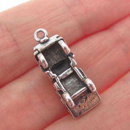 SUNWEST 925 Sterling Silver Vintage Dump Truck Minimalist 3D Charm Pendant