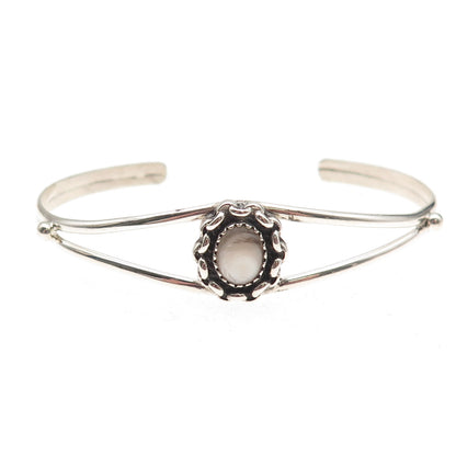 Old Pawn 925 Sterling Silver Vintage Southwestern MOP Adjustable Bracelet 5.5"