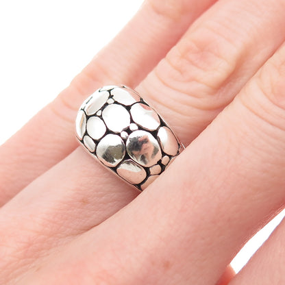 925 Sterling Silver Vintage Modernist Kali Dotted Ring Size 5.75