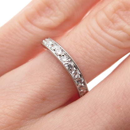 925 Sterling Silver Round-Cut C Z Wavy Band Ring Size 5