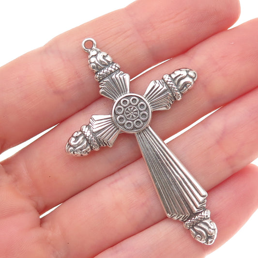 Shube 925 Sterling Silver Vintage Acorn Cross Oxidized Charm Pendant