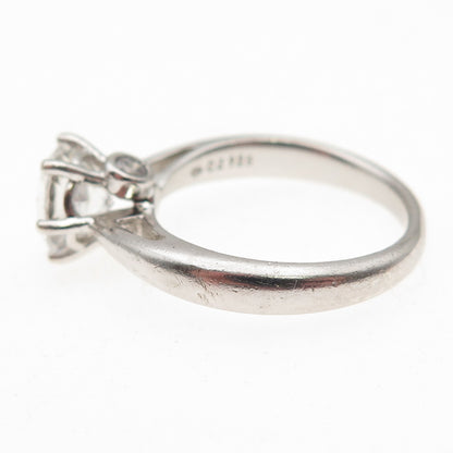 925 Sterling Silver Round-Cut C Z Engagement Ring Size 7