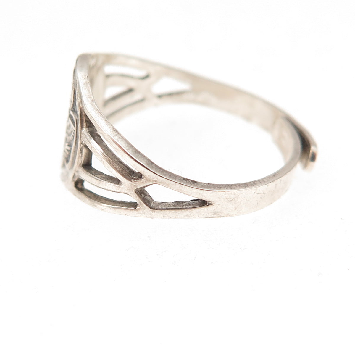 925 Sterling Silver Antique Art Deco Girl Scout Adjustable Ring Size 7