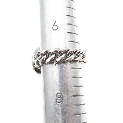 925 Sterling Silver Round-Cut Smoky & White C Z Cuban Chain Ring Size 7