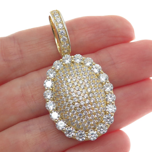 DESIGNS BY YAGI 925 Sterling Silver Gold Plated Round-Cut Shaped C Z Pendant