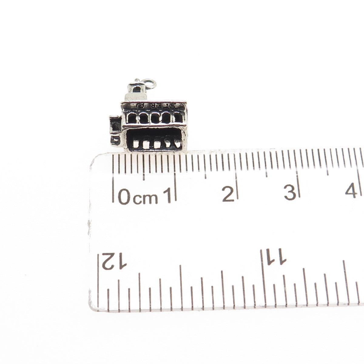 925 Sterling Silver Vintage Old Church Oxidized Minimalist 3D Charm Pendant