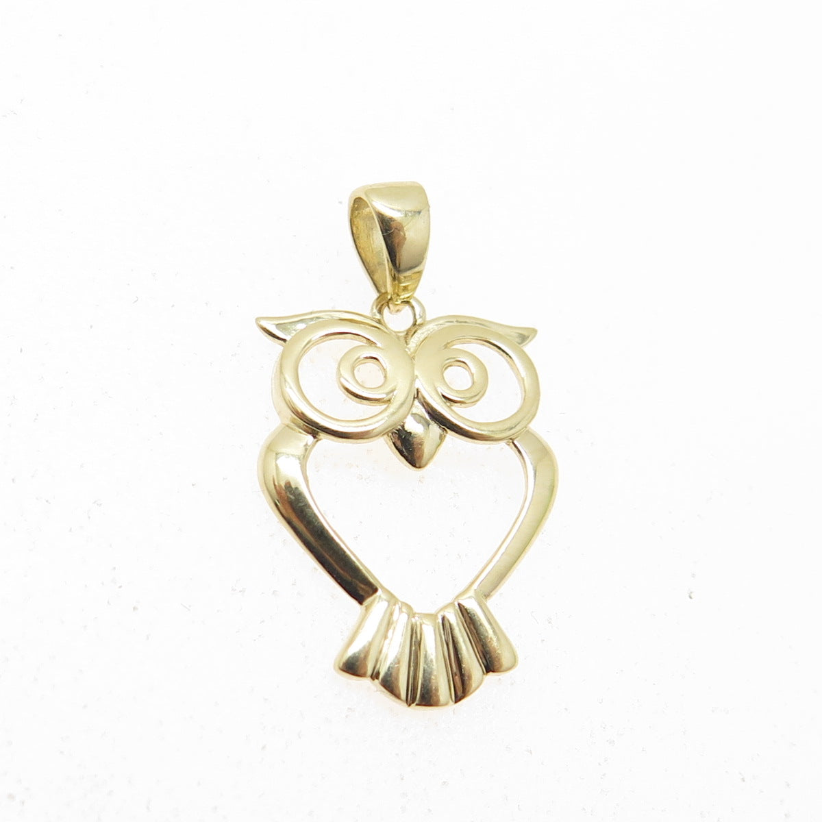 14K Yellow Gold Wise Owl Minimalist Charm Pendant