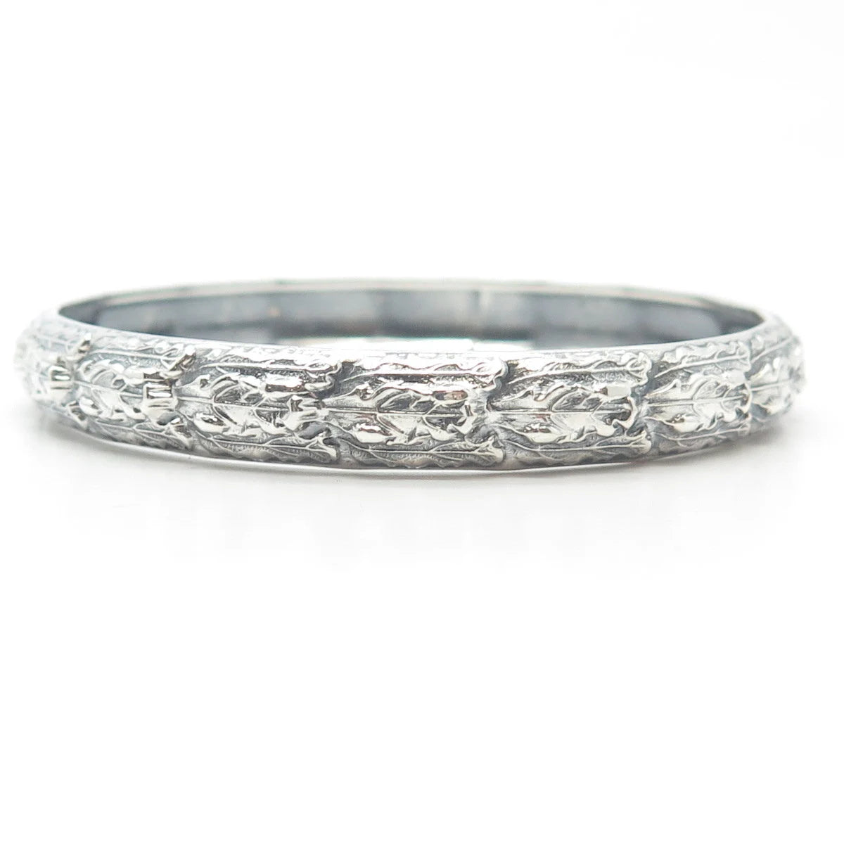925 Sterling Silver Vintage Ornate Bangle Bracelet 7.5"