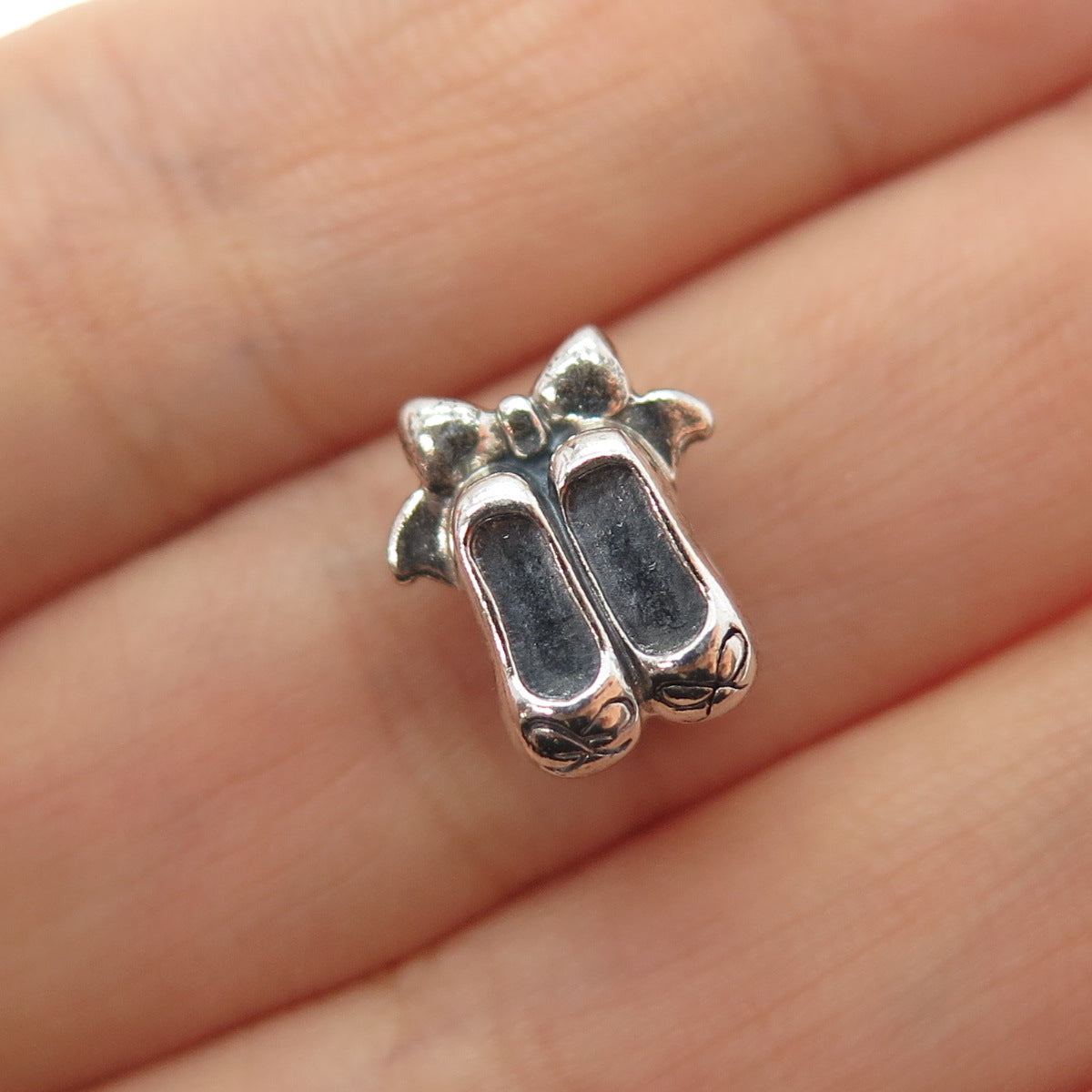 CHAMILIA 925 Sterling Silver Ballet Bow Shoes Slide Bead Charm